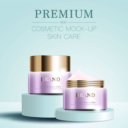 Hydrating facial cosmetic moisturizer cream white for annual sale. Vector illustration.の写真素材