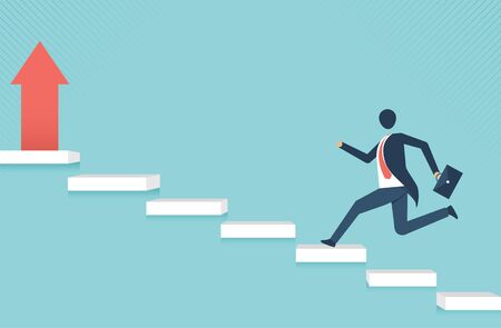 Businessman up stairs to the goal, leadership business concept growth and the path to success, . Business concept growth and the path to success, vector design.の写真素材