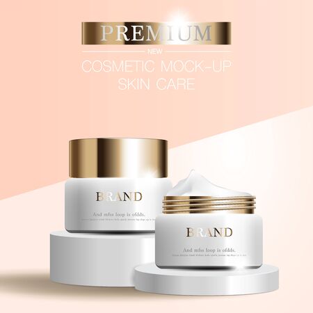Hydrating facial cosmetic moisturizer cream white for annual sale. Vector illustration.の写真素材