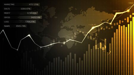 Financial stock market graph on stock market investment trading, Bullish point, Bearish point. trend of graph for business idea and all art work design. vector illustration.の写真素材
