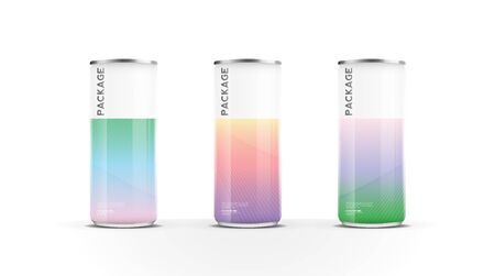 Aluminium cans for beer, water, juice energy drink or soda pack mock up template design on white background.vector.のイラスト素材