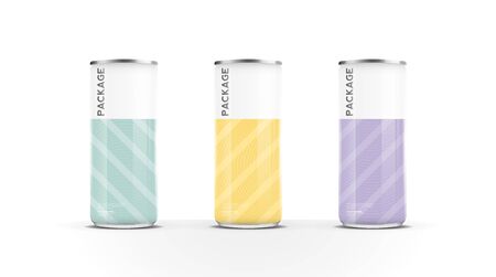 Aluminium cans for beer, water, juice energy drink or soda pack mock up template design on white background.vector.のイラスト素材