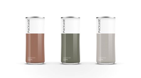 Aluminium cans for beer, water, juice energy drink or soda pack mock up template design on white background.vector.のイラスト素材