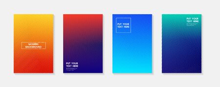 Minimal modern cover design. Dynamic colorful gradients. Future geometric patterns. Blue, pink, yellow, green, orange, purple placard poster templateのイラスト素材