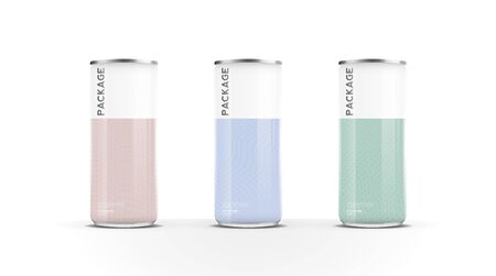 Aluminium cans for beer, water, juice energy drink or soda pack mock up template design on white background.vector.のイラスト素材