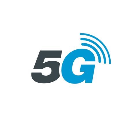 5G symbol new wireless internet wifi connection. Fifth innovative generation of the global high speed Internet network using modern digital devicesのイラスト素材