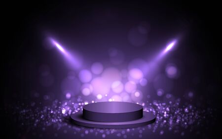 Purple empty room studio gradient used for background with spotlight and display. vector design.のイラスト素材