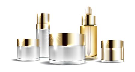 Packaging cosmetic beauty cream bottle for luxury cosmetic product. bottle for liquid, skin care cream. vector design.のイラスト素材