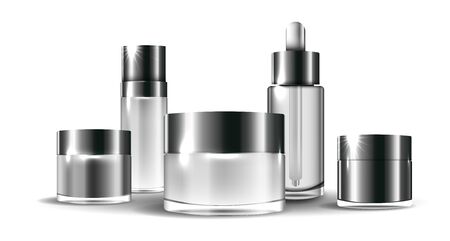 Packaging cosmetic beauty cream bottle for luxury cosmetic product. bottle for liquid, skin care cream. vector design.のイラスト素材