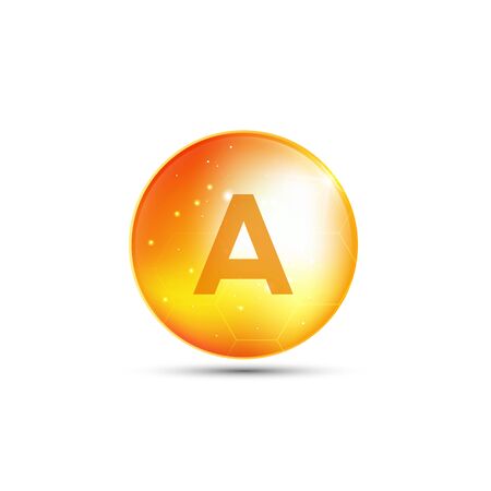 vitamin A, yellow capsule. yellow bubble, realistic vector design.のイラスト素材