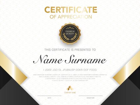 diploma certificate template black and gold color with luxury and modern style vector image.のイラスト素材