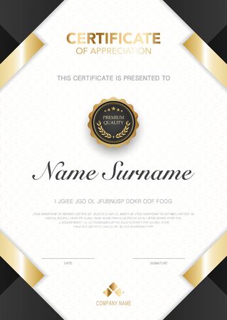 diploma certificate template black and gold color with luxury and modern style vector image.のイラスト素材