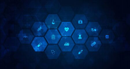health care and science icon pattern medical innovation concept background vector design.