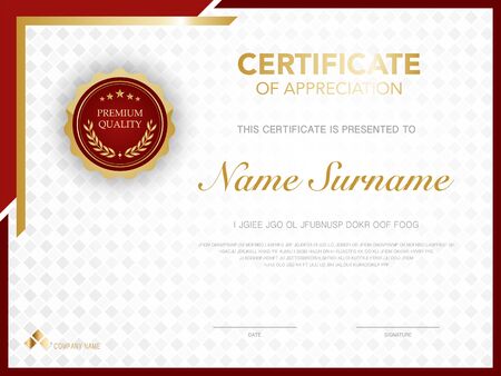 diploma certificate template red and gold color with luxury and modern style vector image, suitable for appreciation.  Vector illustration.のイラスト素材