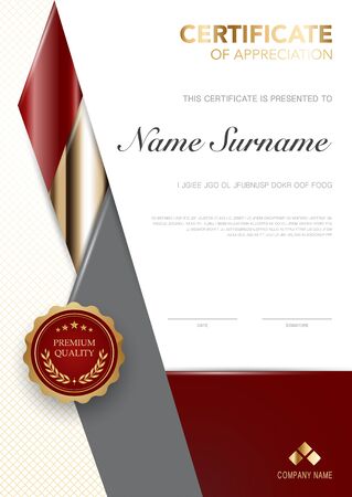 diploma certificate template red and gold color with luxury and modern style vector image, suitable for appreciation.  Vector illustration.のイラスト素材