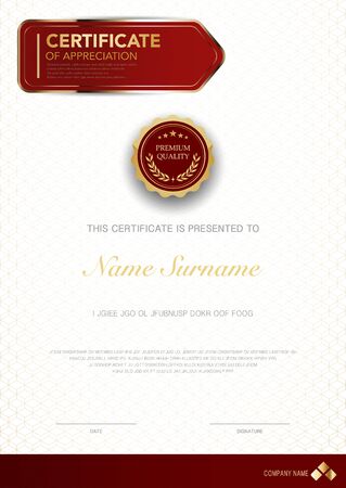 diploma certificate template red and gold color with luxury and modern style vector image, suitable for appreciation.  Vector illustration.のイラスト素材