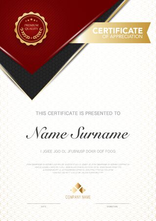 diploma certificate template red and gold color with luxury and modern style vector image, suitable for appreciation.  Vector illustration.のイラスト素材