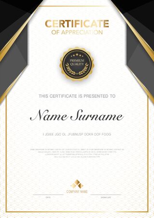 diploma certificate template black and gold color with luxury and modern style vector image.のイラスト素材