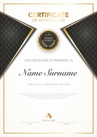 diploma certificate template black and gold color with luxury and modern style vector image.のイラスト素材