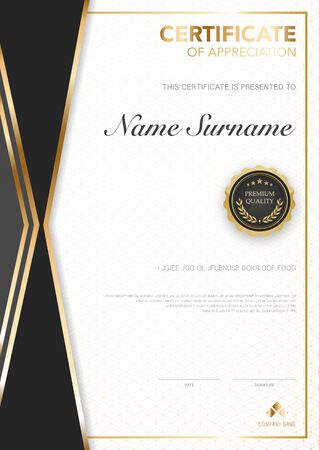 diploma certificate template black and gold color with luxury and modern style vector image.のイラスト素材