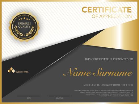 diploma certificate template black and gold color with luxury and modern style vector image.のイラスト素材