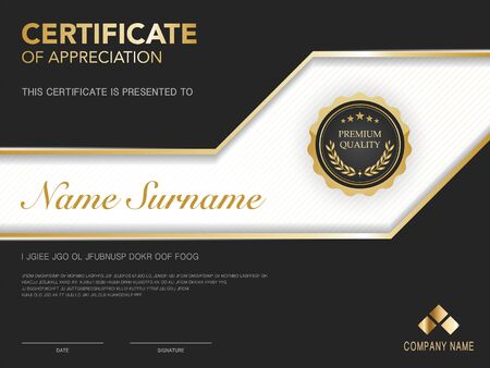 diploma certificate template black and gold color with luxury and modern style vector image.のイラスト素材