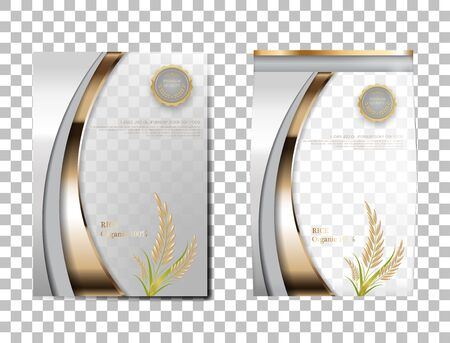 Rice Package Thailand food Products, White gold banner and poster template vector design rice.のイラスト素材