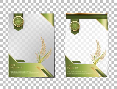 Rice Package Thailand food Products, Green gold banner and poster template vector design rice.のイラスト素材