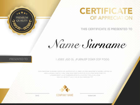 diploma certificate template red and gold color with luxury and modern style vector image, suitable for appreciation.  Vector illustration.のイラスト素材