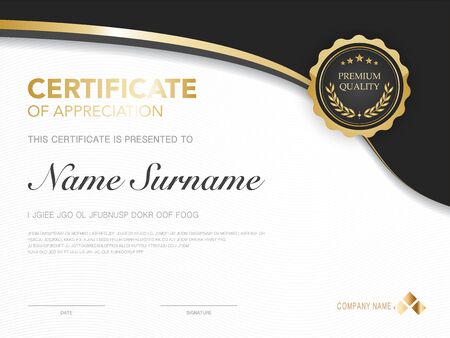 diploma certificate template red and gold color with luxury and modern style vector image, suitable for appreciation.  Vector illustration.のイラスト素材