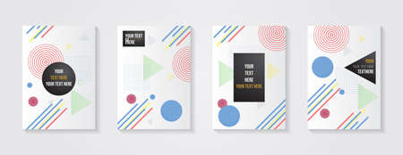 Minimal modern cover design. Dynamic colorful gradients. Future geometric patterns. Blue, pink, yellow, green, orange, purple placard poster template.のイラスト素材