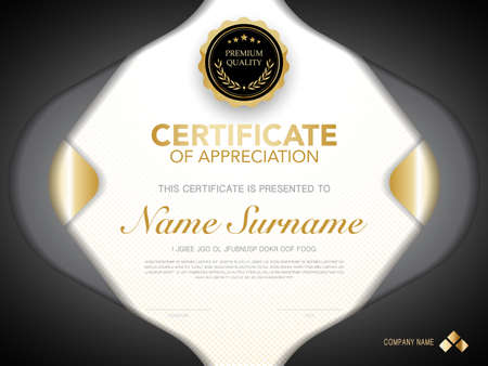 diploma certificate template black and gold color with luxury and modern style vector image, suitable for appreciation.  Vector illustration.のイラスト素材