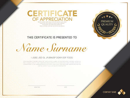 diploma certificate template black and gold color with luxury and modern style vector image, suitable for appreciation.  Vector illustration.のイラスト素材