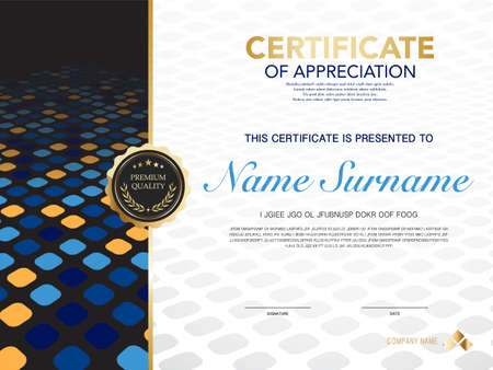 diploma certificate template black and gold color with luxury and modern style vector image, suitable for appreciation.  Vector illustration.のイラスト素材