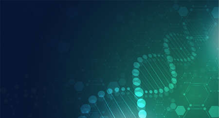 DNA digital, sequence, code structure with glow. Science concept and nano technology background. vector design.のイラスト素材