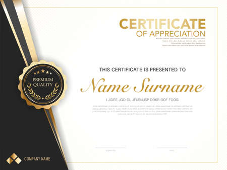 diploma certificate template red and gold color with luxury and modern style vector image, suitable for appreciation.  Vector illustration.のイラスト素材