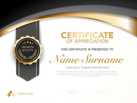 diploma certificate template red and gold color with luxury and modern style vector image, suitable for appreciation.  Vector illustration.のイラスト素材