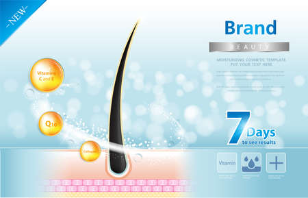 Hair care serum follicle diagnostics. Anatomy skin, medical human, epidermis layer, vector illustration design.のイラスト素材
