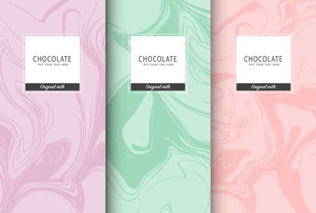 Chocolate bar packaging set. Trendy luxury product branding template with label pattern for packaging. Vector design.のイラスト素材