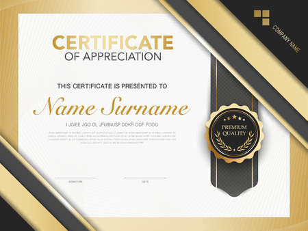 diploma certificate template red and gold color with luxury and modern style vector image, suitable for appreciation.  Vector illustration.のイラスト素材