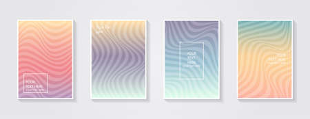 Minimal modern cover design. Dynamic colorful gradients. Future geometric patterns. Blue, pink, yellow, green, orange, purple placard poster template.のイラスト素材