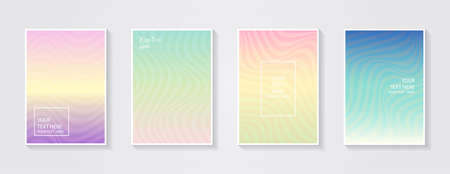 Minimal modern cover design. Dynamic colorful gradients. Future geometric patterns. Blue, pink, yellow, green, orange, purple placard poster template.のイラスト素材