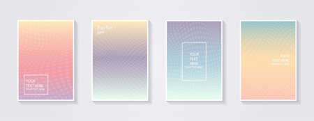 Minimal modern cover design. Dynamic colorful gradients. Future geometric patterns. Blue, pink, yellow, green, orange, purple placard poster template.のイラスト素材