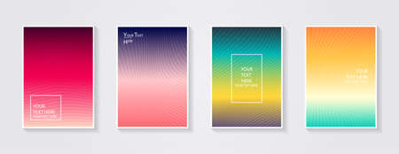 Minimal modern cover design. Dynamic colorful gradients. Future geometric patterns. Blue, pink, yellow, green, orange, purple placard poster template.のイラスト素材