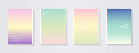 Minimal modern cover design. Dynamic colorful gradients. Future geometric patterns. Blue, pink, yellow, green, orange, purple placard poster template.のイラスト素材