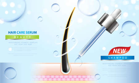 Hair care serum follicle diagnostics. Anatomy skin, medical human, epidermis layer, vector illustration design.のイラスト素材