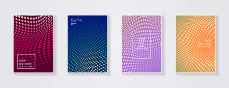 Minimal modern cover design. Dynamic colorful gradients. Future geometric patterns. Blue, pink, yellow, green, orange, purple placard poster template.の写真素材