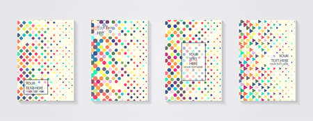 Minimal modern cover design. Dynamic colorful gradients. Future geometric patterns. Blue, pink, yellow, green, orange, purple placard poster template.のイラスト素材