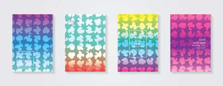 Minimal modern cover design. Dynamic colorful gradients. Future geometric patterns. Blue, pink, yellow, green, orange, purple placard poster template.のイラスト素材