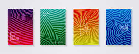 Minimal modern cover design. Dynamic colorful gradients. Future geometric patterns. Blue, pink, yellow, green, orange, purple placard poster template.のイラスト素材